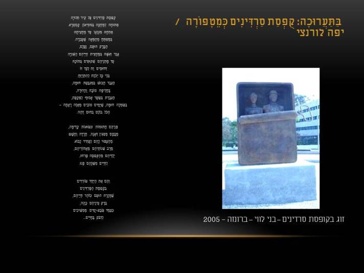 בני לווי – זוג בקופסת סרדינים / יפה לורנצי – קופסת סרדינים כמטפורה.