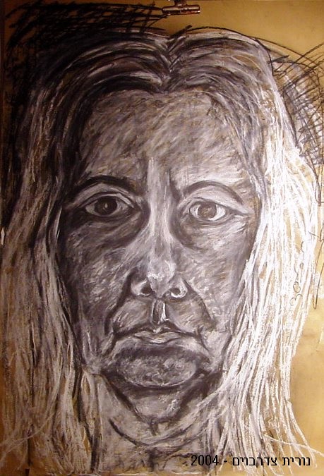 דיוקן עצמי - נורית צדרבוים. רישום - 2004